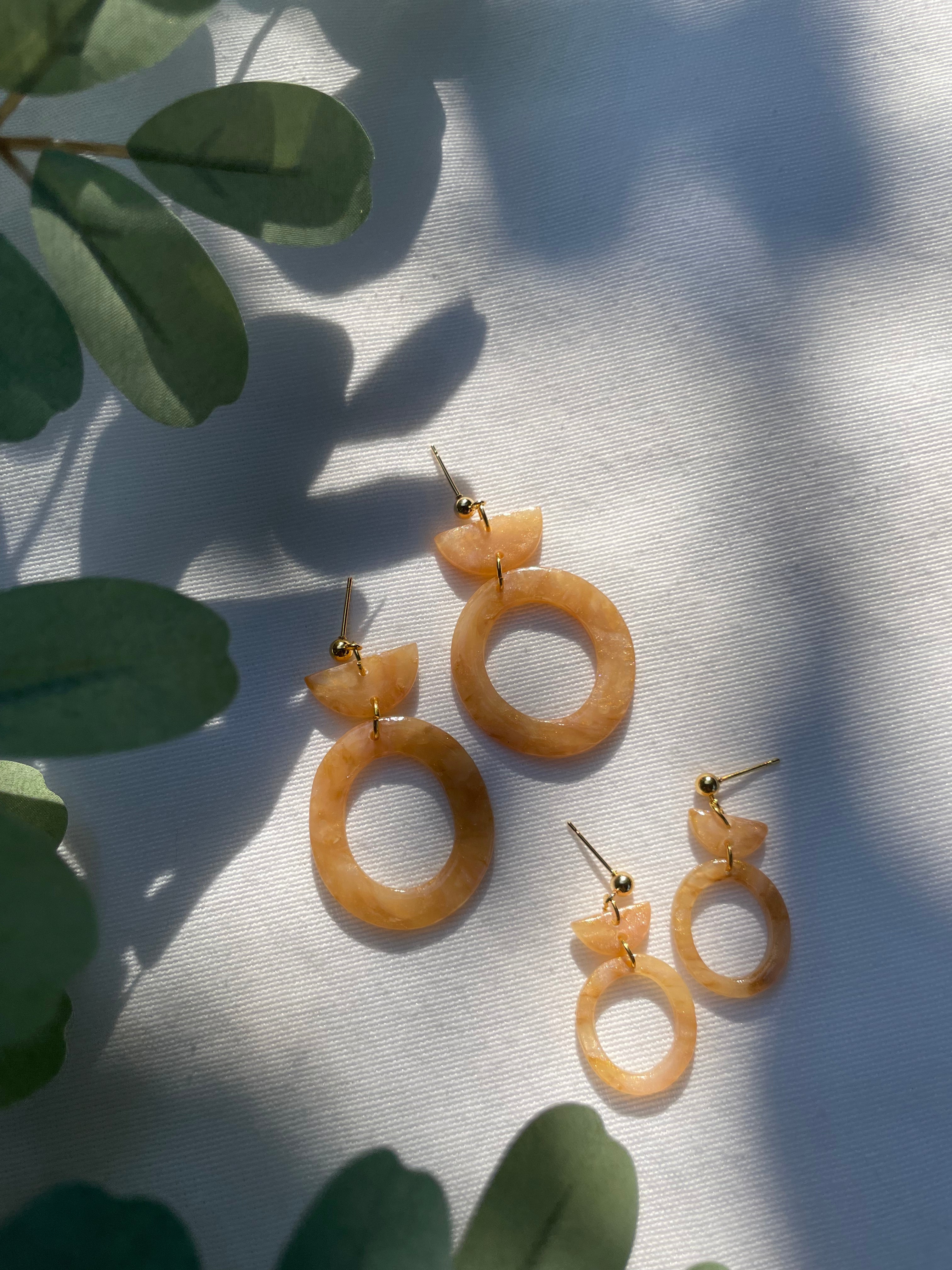 Rose Quartz Organic Circle Hoops